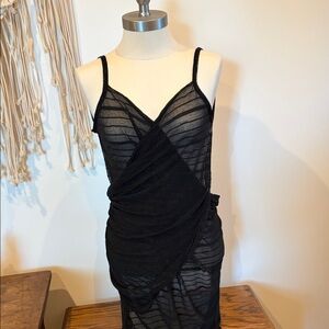 Black Sheer Sexy Bathing Suit Cover Up Pool Beach Great For Travel
